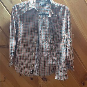GAP Kids Orange and Blue Plaid Button Down Shirt